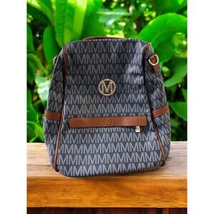 NEW Marco M Collection Backpack Black w/ Brown Leather Purse Adjustable Straps